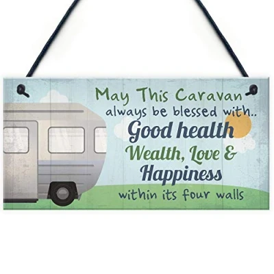 Image of RED OCEAN Bless This Caravan Hanging Plaque Novelty Camping Camper Holiday Sign Mum Nan