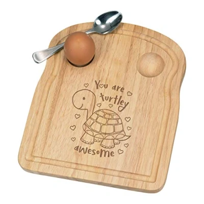Image of You are Turtley Awesome Breakfast Dippy Egg Cup Board Wooden Easter