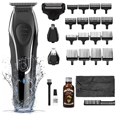 Image of Wahl Beard Trimmer Aqua Blade 10 in 1 Hair with Oil 30 ml, Stubble Trimmer, Male Grooming Set, Body Groomer for Men, Fully Washable, Lifetime Warranty