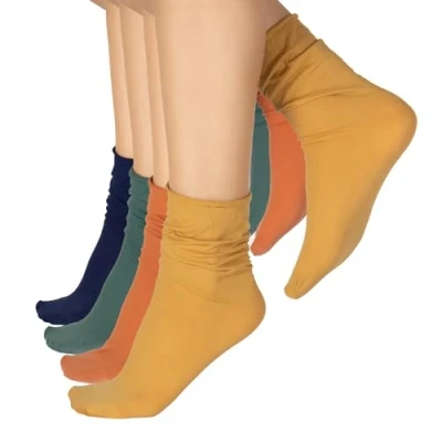 Image of CALZITALY PACK 4/5 PAIRS Woman Socks, Loose Top Non Elastic Band Diamond Knee High Socks Made in Italy (One Size, 4 Blue Cream Gold + Mint Green Cognac Navy)
