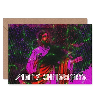 Image of Wee Blue Coo CARD ALTERNATIVE CHRISTMAS XMAS TRIPPY DISCO JESUS