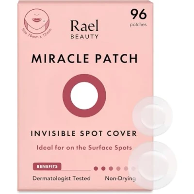 Image of Rael Pimple Patches, Miracle Invisible Spot Cover Korean Skincare, Hydrocolloid Acne Treatment Patch, Face Stickers, Vegan &amp; Cruelty Free, 2 Sizes (96 Patches)