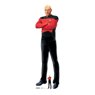 Image of Star Cutouts SC4676 Captain Jean Luc Picard Cardboard Cut Out Height 176cm Ideal for Trek Theme, Parties, Birthdays, Collectors &amp; Fans, Room Decorations Events