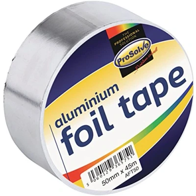 Image of 2 Rolls Prosolve 50mm x 45m Aluminium Foil Tape Heat Insulation Reflective Duct Self Adhesive