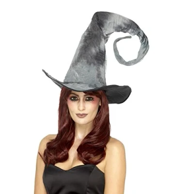Image of Smiffys Deluxe Spellbound Decayed Hat, Tie Dye, Grey Tall &amp; Twisted, Unisex, Halloween Fancy Dress Accessory, Witch Up Hats