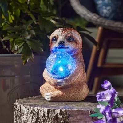 Image of Garden Mile Elephant Ornament: Colour Changing LED Solar Lights Waterproof, Large and Unusual Outdoor Decor (Sloth)