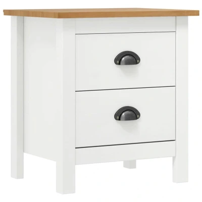 Image of vidaXL Bedside Cabinet Hill White 46x35x49.5 cm Solid Pine Wood