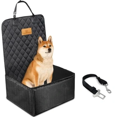 Image of AMZPET 2 in 1 Front Car Seat Cover for Dogs and Dog Booster (Universal: 47cm Wide) Waterproof Scratch Proof Non Slip