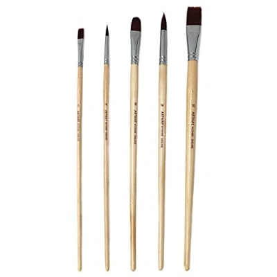 Image of Artway Long Handle Synthetic Artist Paintbrush Set (5pc Mixed)