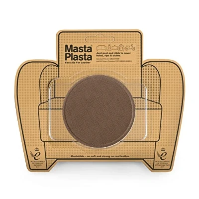 Image of MastaPlasta Self Adhesive Premium Leather Repair Patch Tan Circle 8cm x (3in 3in). First Aid for Sofas, Car Seats, Handbags, Jackets
