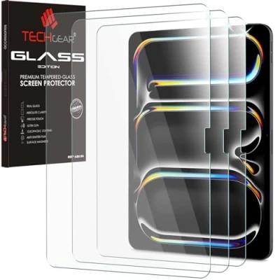 Image of TECHGEAR iPad Pro 11 Inch 2024 (3 Pack) Tempered Glass Screen Protectors [9H Toughness] [HD Clarity] [Scratch Resistant] [No Bubble] Made For Apple 11&quot; (M4) 5th Generation