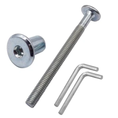 Image of SKIR&#039;CO (10 pcs) Zinc Plated Steel Joint Connector Bolts M6 x 70 mm with Nuts, Furniture Bolt, Hex Socket Screws