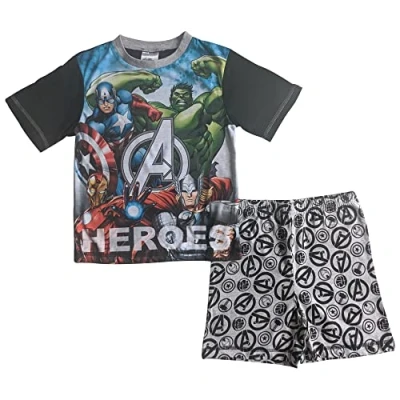 Image of Marvel Avengers Iron Man, Captain America, the Hulk, Thor Short Boys Pyjamas 4 5 Years Black