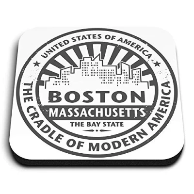 Image of 1 x Square MDF Fridge Magnet USA Boston Massachusetts America 40295