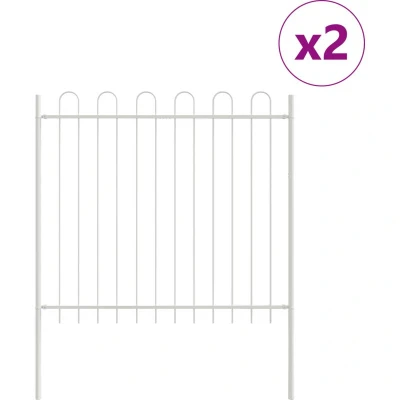 Image of vidaXL Garden Fence with Hoop Top White 3,4x1,5 m Steel