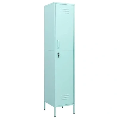 Image of vidaXL Steel Locker Cabinet with 4 Adjustable Shelves and Lock, Handy Office Room Storage Solution, Stylish Mint Green, Modern Design, Easy to Clean