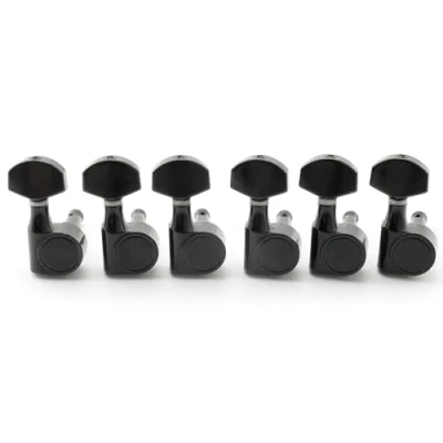 Image of Musiclily Pro 6 in line 15:1 Ratio 1 Pin Full Sealed Machine Heads Tuners Tuning Pegs Keys with Hex Button for SQ Strat Tele Style Electric Guitar, Black