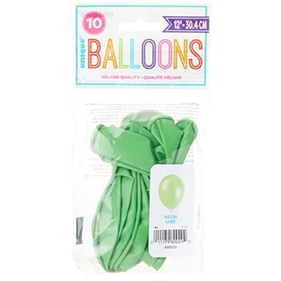 Image of Neon Lime Green Premium Latex Balloons (30cm) Pack of 10 Party Decorations for Celebrations and Events