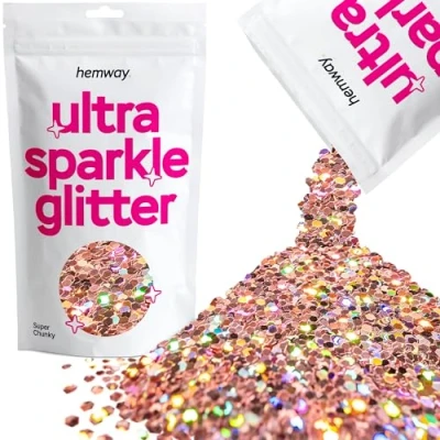 Image of Glitter Rose Gold Holographic Ultra Sparkle Sequins Nail Face Festival Christmas Halloween Makeup Super Chunky 100g / 3.5oz