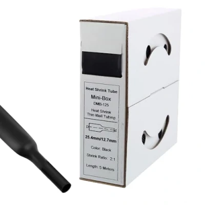 Image of Offgridtec Heat Shrink Tube 5 m 25.4 mm &gt; 12.7 Black Dispenser Box Workshop Car