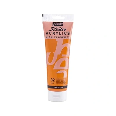 Image of Pébéo 169 032 Studio Acrylics Fine Acrylic Paint Orange Cadmium Hue, 250 ml