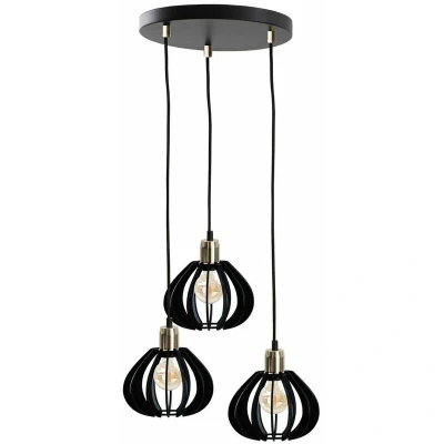 Image of Gemma Cluster Pendant Ceiling Light Black, Gold, 32cm, 3x E27