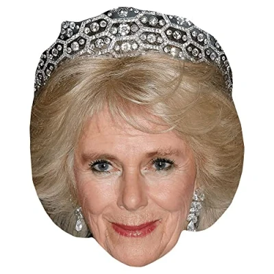 Image of Camilla Queen Consort (Crown) Celebrity Mask, Flat Card Face, Fancy Dress Mask
