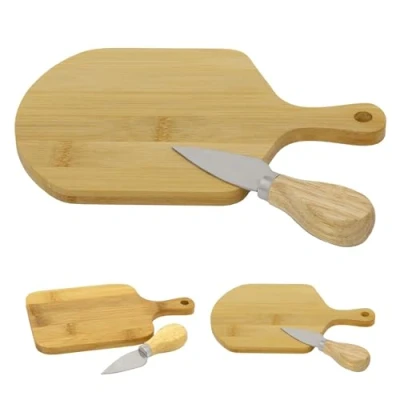 Image of Mini Bamboo Cheese Board With Knife Wooden Serving Platter Small Single &amp; 20cm Design Varies One Supplied