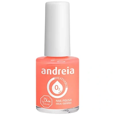 Image of Andreia Halal Breathable Nail Polish Water Permeable Glossy Vegan and Cruelty Free Colour B5 Coral Shades of Pink Orange 10.5 ml