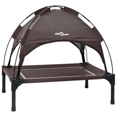 Image of vidaXL Raised Dog Bed Brown Polyester, Metal Medium
