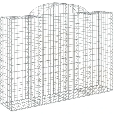 Image of vidaXL Arched Gabion Baskets 2 pcs 200x50x140/160 cm Galvanised Iron