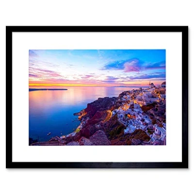 Image of Wee Blue Coo Photo Landscape Seascape Santorini Greece Sunset Framed Print Picture F12X822