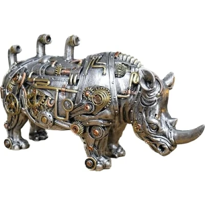 Image of Venture Vehicles Ltd Resin Steampunk Detailed Rhino Ornament Mechnical &amp; Cogs Style