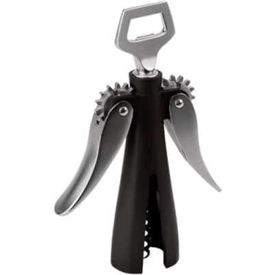 Image of Peugeot Souverain Wing Corkscrew Double lever Wine Opener with Integrated Bottle Cap Remover, Black, 20 cm