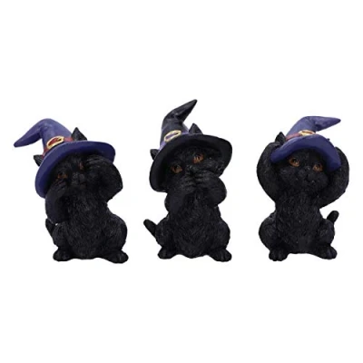 Image of Nemesis Now Three Wise Familiars See No Hear Speak Evil Black Cats Figurine,9.2cm