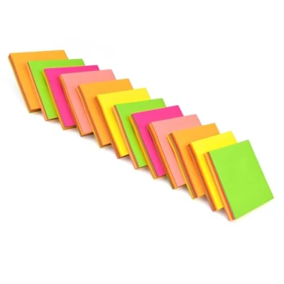 Image of Post it Sticky Notes Bright Multi Coloured Pads to Do List Note for Home, Office and School Memo Pack of 12 76mm x 100 Sheets Per Pad