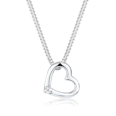 Image of DIAMORE Elli DIAMONDS Necklace Women Heart Pendant Love with Diamond (0.015 ct.) in 925 Sterling Silver