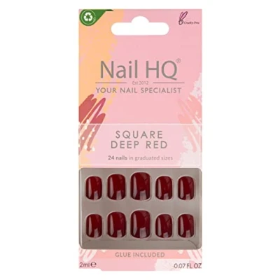 Image of Nail HQ Square Deep Red Nails