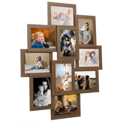 Image of vidaXL Collage Photo Frame for 10x(13x18 cm) Picture Light Brown MDF