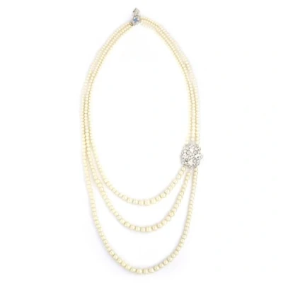 Image of LOVETT&amp; CO Vintage Pearl Necklace with Crystal Pendant