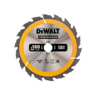 Image of Dewalt dt1931 qz Portable Circular Saw Blade for Construction 160 x 20 mm 18d ATB + 20º