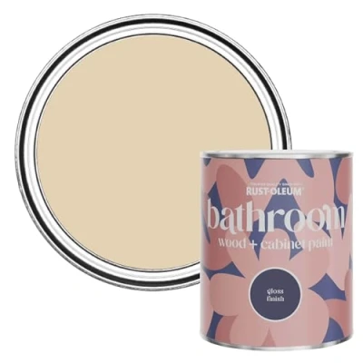 Image of Rust Oleum Beige Moisture Resistant Bathroom Wood and Cabinet Paint in Gloss Finish Sandhaven 750ml