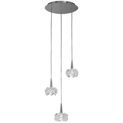 Image of Artic Ceiling Cluster Pendant 3 Light G9 Round, Polished Chrome