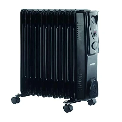 Image of Daewoo 11 Fin 2500W Portable Oil Filled Radiator Heater with Thermostat &amp; Wheels