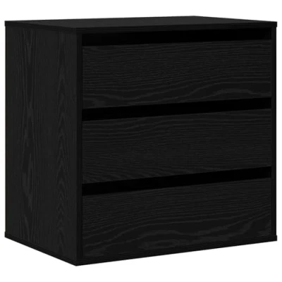 Image of vidaXL Corner Chest of Drawers Black Oak 60x41x58 cm Engineered Wood