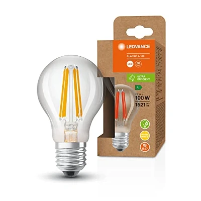 Image of LEDVANCE Energy Saving Bulb, Filament E27, Warm White (3000K), 7.2 watts, Replaces 100W Highly efficient and Saving, Pack of 6