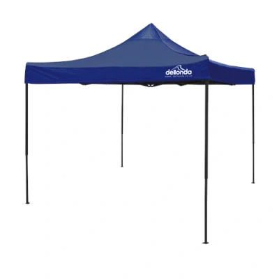 Image of Dellonda Premium 3 x 3m Pop Up Gazebo, PVC Coated, Water Resistant Fabric, Supplied with Carry Bag, Rope, Stakes &amp; Weight Bags Blue Canopy