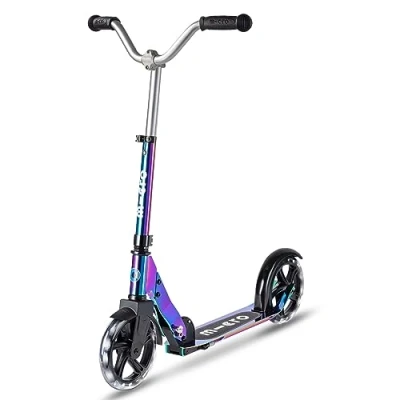 Image of Micro Scooters Cruiser LED Children&#039;s Scooter Handlebar Adjustable Lightweight Light Up Wheels Foldable 6 12yrs Boys &amp; Girls Neochrome