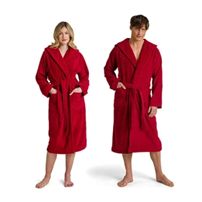 Image of Möve Superwuschel Hooded Bathrobe, Cotton, Ruby, S