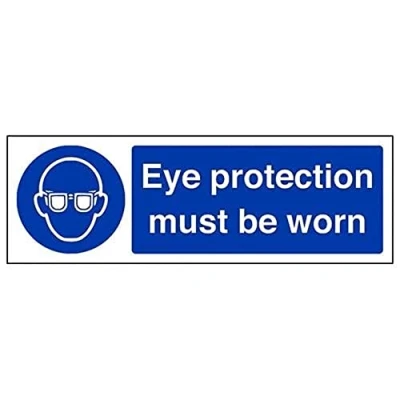 Image of V Safety Eye Protection Must Be Worn PPE Sign 300mm x 100mm 1mm Rigid Plastic
